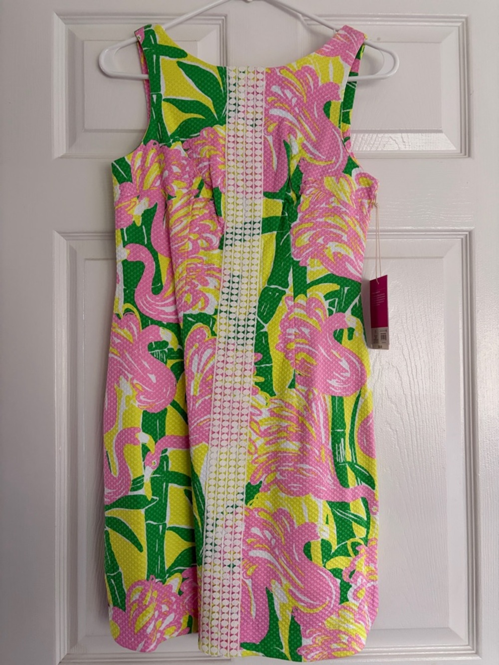 Lilly Pulitzer Shift Dress -  Bright Pink Flamingo Yellow & Green Print
